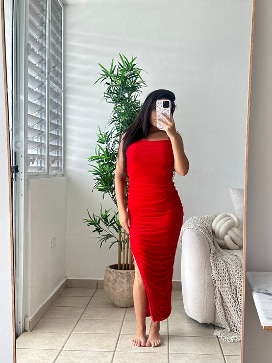 Traje largo rojo